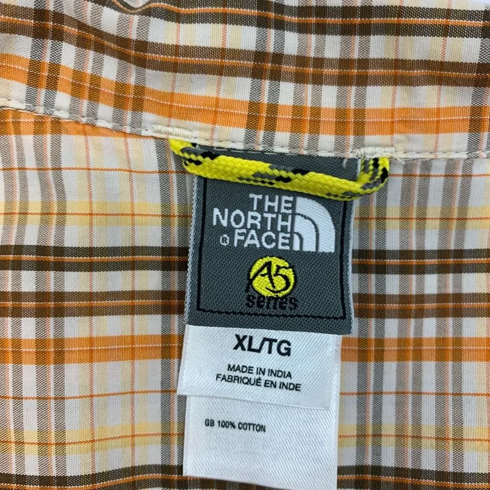 The North Face Shirt Mens‎ XL Extra Large Orange Brown A5 Series Plaid Button Up